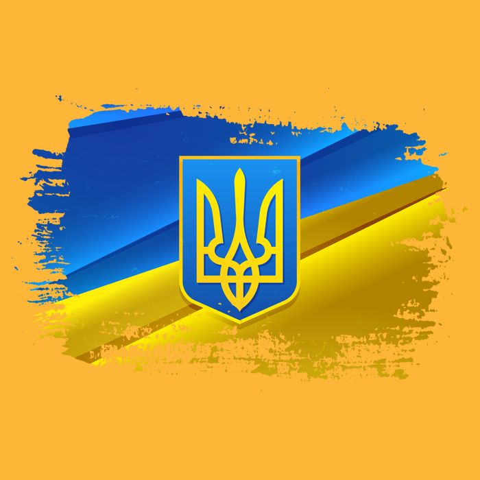 Stand With Ukraine Distressed Coat Of Arms Crest Flag Premium T-Shirt