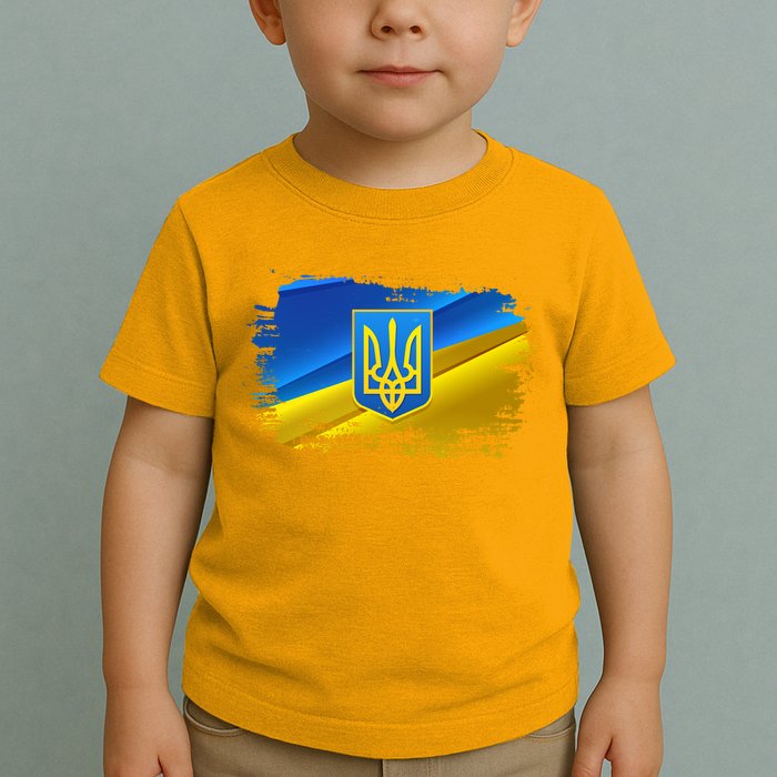 Stand With Ukraine Distressed Coat Of Arms Crest Flag Toddler T-Shirt