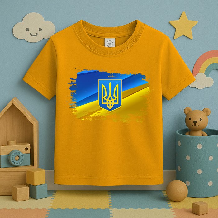 Stand With Ukraine Distressed Coat Of Arms Crest Flag Toddler T-Shirt