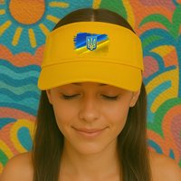 Stand With Ukraine Distressed Coat Of Arms Crest Flag Visor