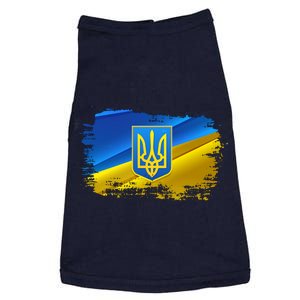 Stand With Ukraine Distressed Coat Of Arms Crest Flag Doggie Tank