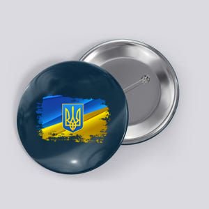 Stand With Ukraine Distressed Coat Of Arms Crest Flag Button