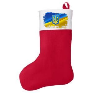 Stand With Ukraine Distressed Coat Of Arms Crest Flag Felt Holiday Christmas Stocking