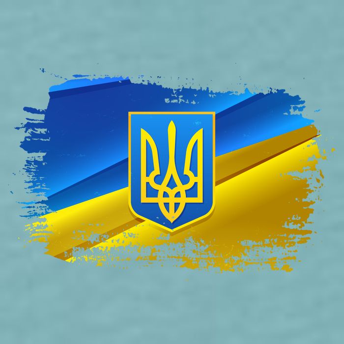 Stand With Ukraine Distressed Coat Of Arms Crest Flag Sueded Cloud Jersey T-Shirt