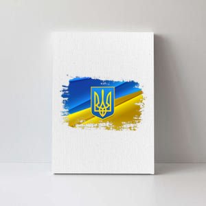 Stand With Ukraine Distressed Coat Of Arms Crest Flag Canvas