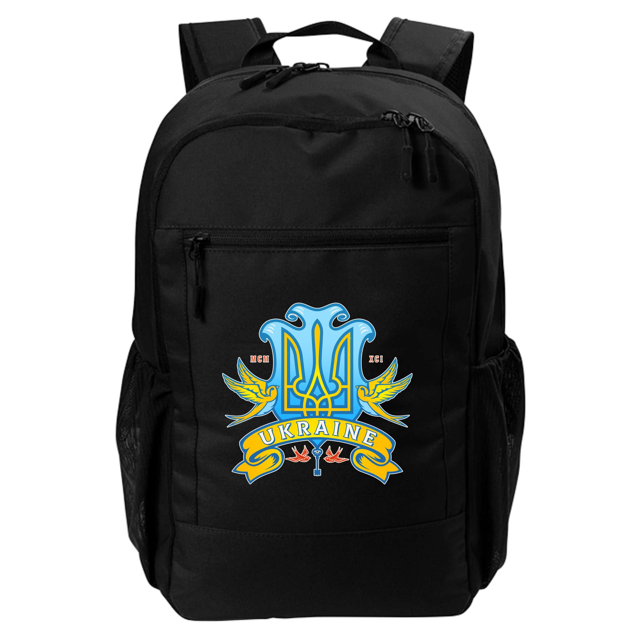 Stand With Ukraine Coat Of Arms Crest Peace Doves Backpack