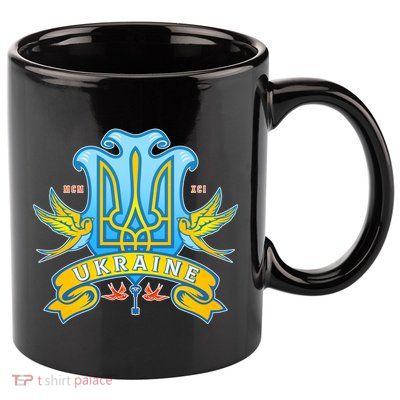 Stand With Ukraine Coat Of Arms Crest Peace Doves 11oz C Handle Ceramic Mug