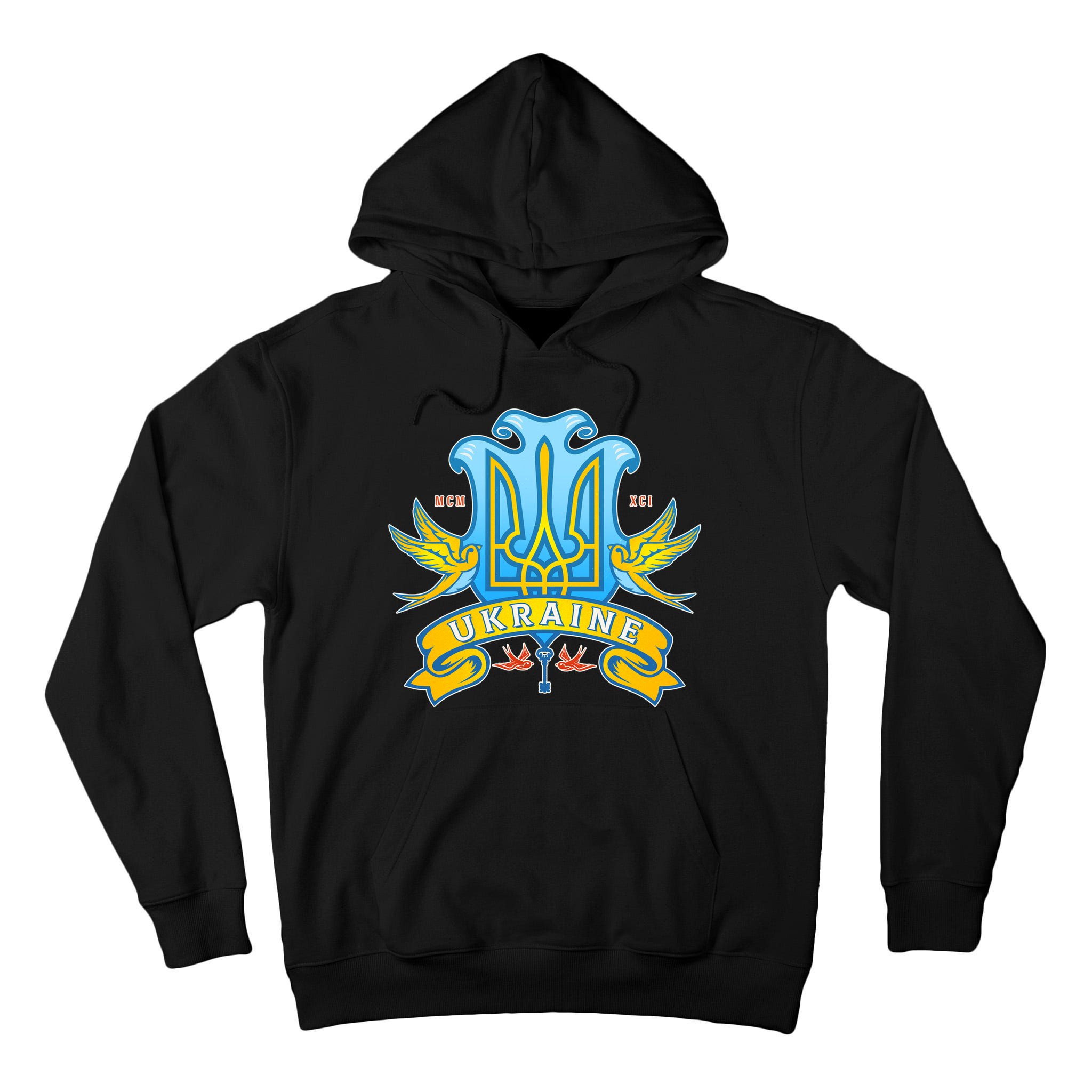 Stand With Ukraine Coat Of Arms Crest Peace Doves Tall Hoodie