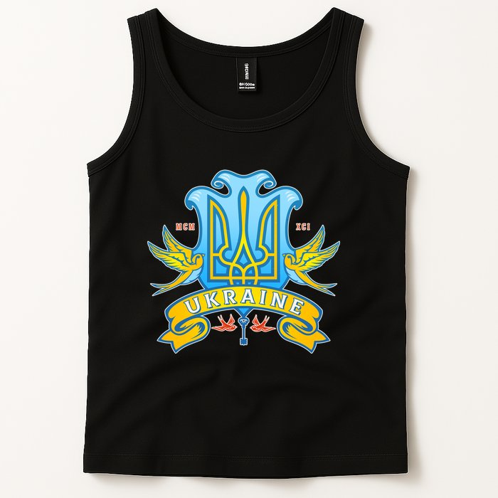 Stand With Ukraine Coat Of Arms Crest Peace Doves Tank Top
