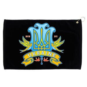 Stand With Ukraine Coat Of Arms Crest Peace Doves Grommeted Golf Towel