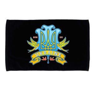 Stand With Ukraine Coat Of Arms Crest Peace Doves Microfiber Hand Towel