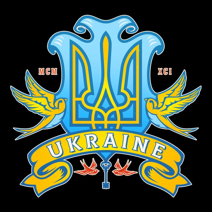 Stand With Ukraine Coat Of Arms Crest Peace Doves Womens T-Shirt