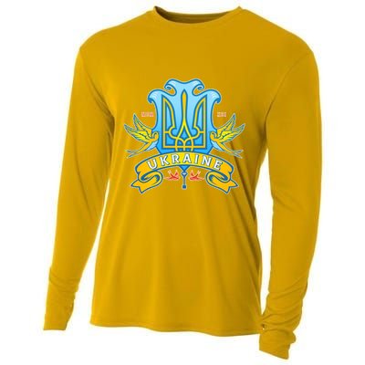 Stand With Ukraine Coat Of Arms Crest Peace Doves Cooling Performance Long Sleeve Crew