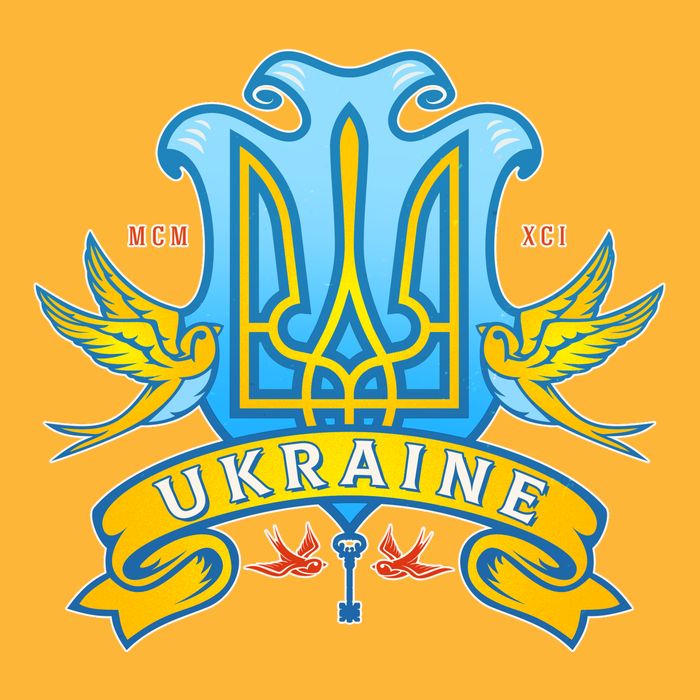 Stand With Ukraine Coat Of Arms Crest Peace Doves Trucker Hat