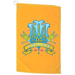 Stand With Ukraine Coat Of Arms Crest Peace Doves Platinum Collection Golf Towel