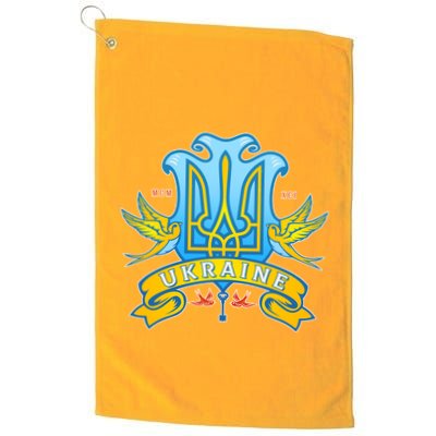 Stand With Ukraine Coat Of Arms Crest Peace Doves Golf Towel