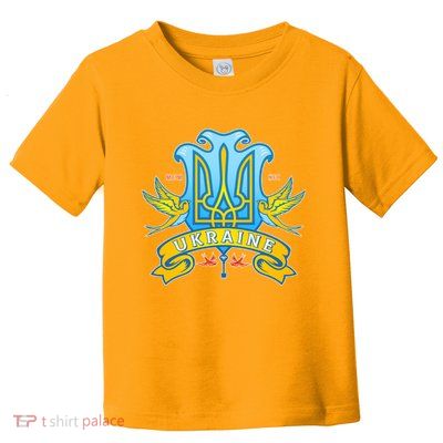 Stand With Ukraine Coat Of Arms Crest Peace Doves Toddler T-Shirt
