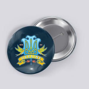 Stand With Ukraine Coat Of Arms Crest Peace Doves Button