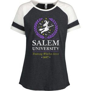 Salem Witch University Training Halloween Enza Ladies Jersey Colorblock Tee