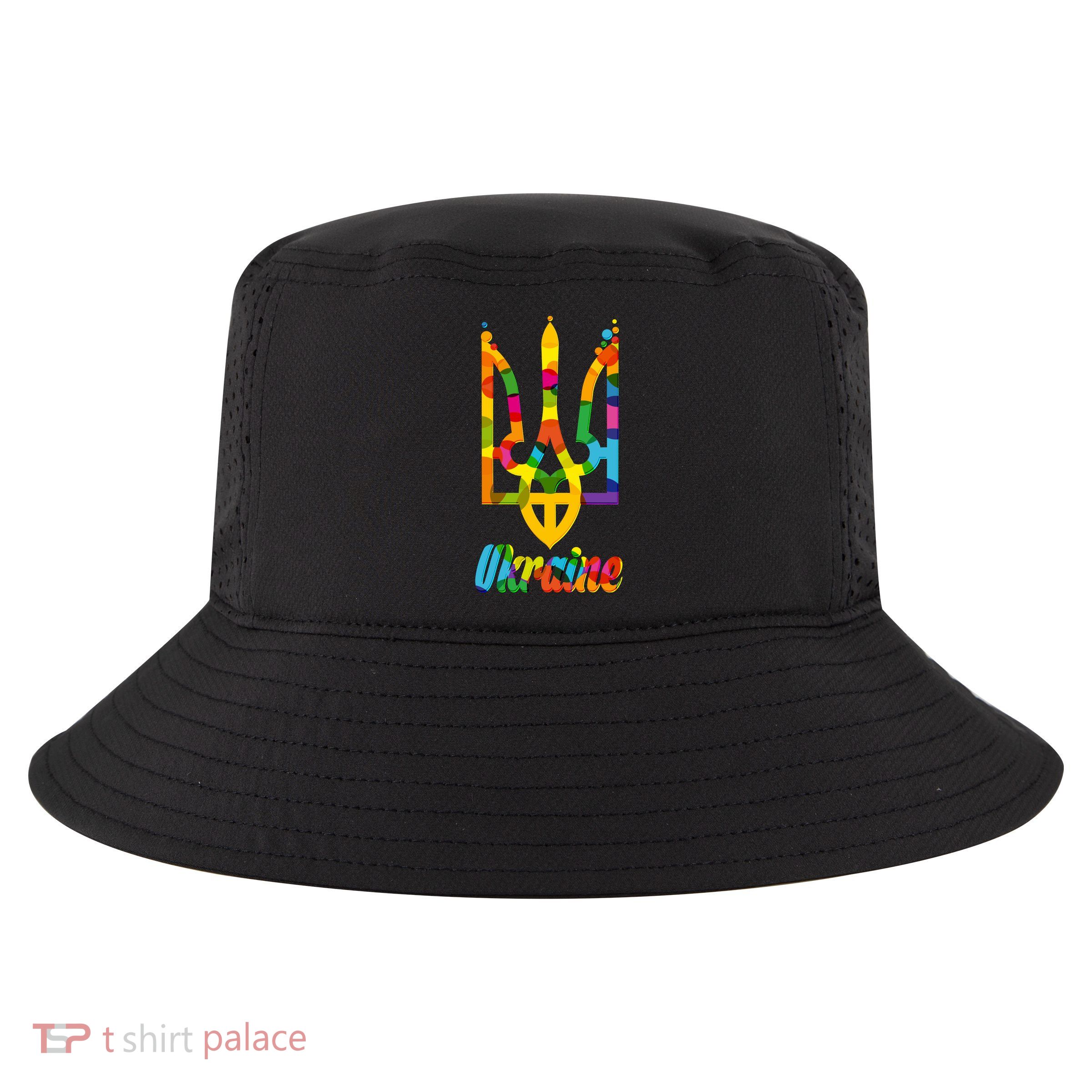 Stand With Ukraine Rainbow Dots Coat Of Arms Cool Comfort Performance Bucket Hat
