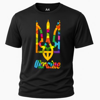 Stand With Ukraine Rainbow Dots Coat Of Arms Performance Shirt