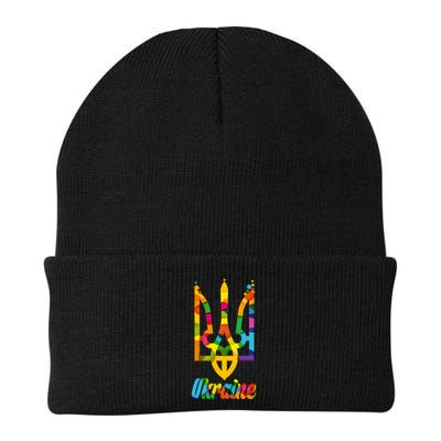 Stand With Ukraine Rainbow Dots Coat Of Arms Beanie