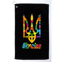 Stand With Ukraine Rainbow Dots Coat Of Arms Golf Towel