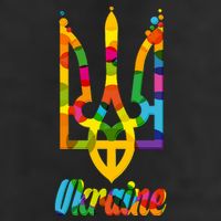 Stand With Ukraine Rainbow Dots Coat Of Arms Golf Towel