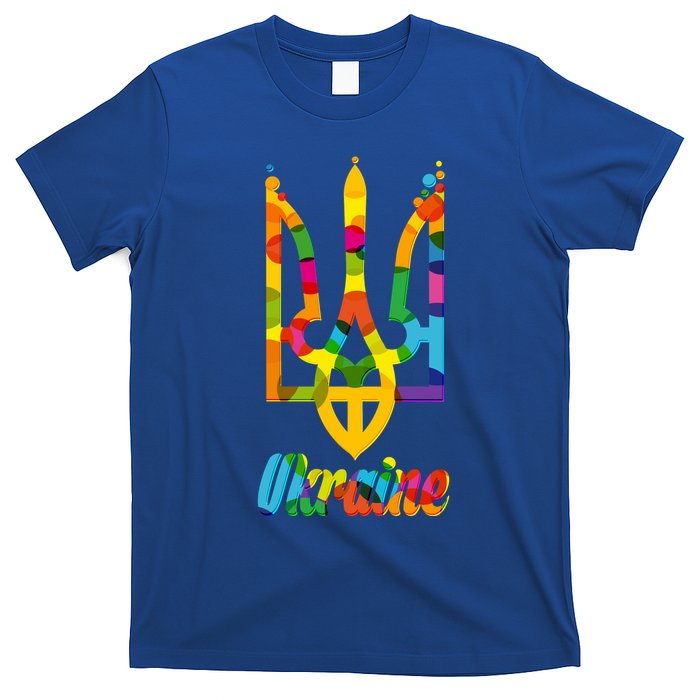 Stand With Ukraine Rainbow Dots Coat Of Arms T-Shirt