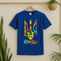 Stand With Ukraine Rainbow Dots Coat Of Arms T-Shirt