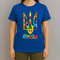 Stand With Ukraine Rainbow Dots Coat Of Arms T-Shirt