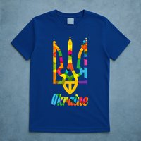 Stand With Ukraine Rainbow Dots Coat Of Arms T-Shirt