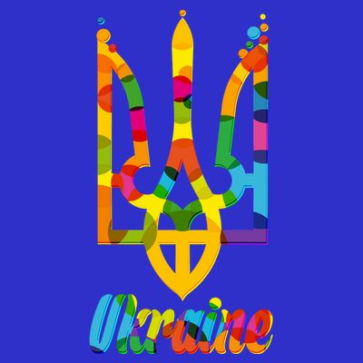 Stand With Ukraine Rainbow Dots Coat Of Arms T-Shirt