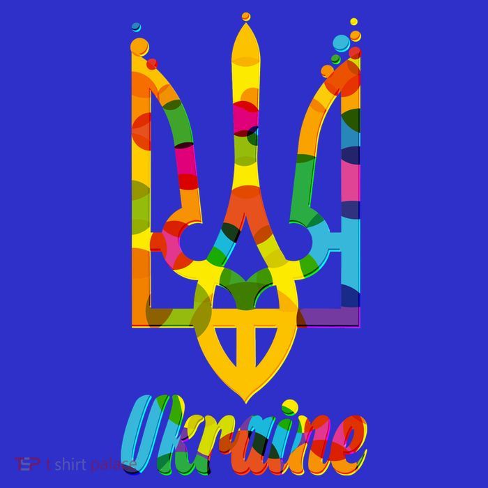 Stand With Ukraine Rainbow Dots Coat Of Arms T-Shirt