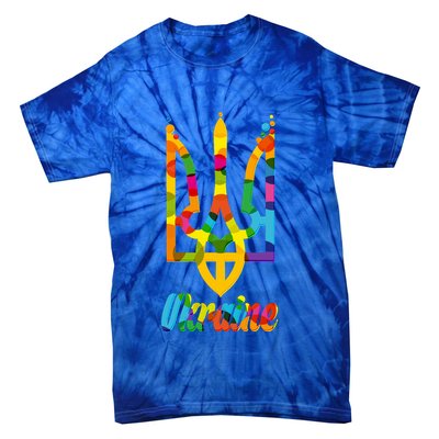 Stand With Ukraine Rainbow Dots Coat Of Arms Tie-Dye T-Shirt