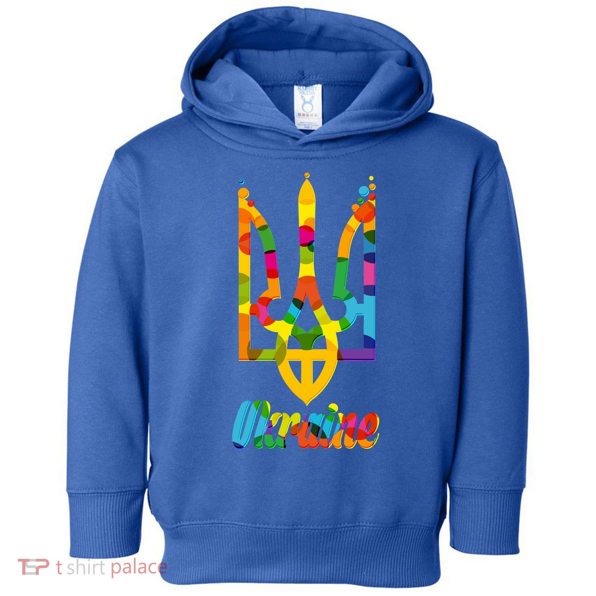 Stand With Ukraine Rainbow Dots Coat Of Arms Toddler Hoodie