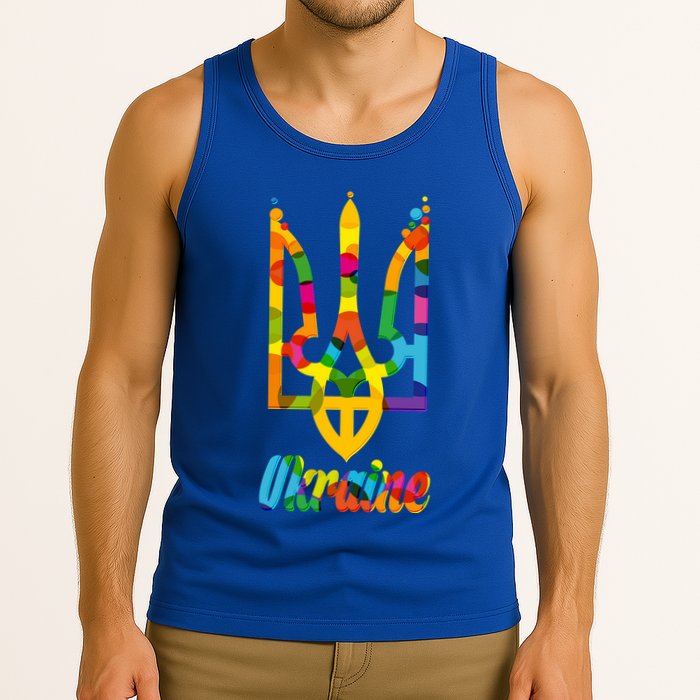 Stand With Ukraine Rainbow Dots Coat Of Arms Tank Top