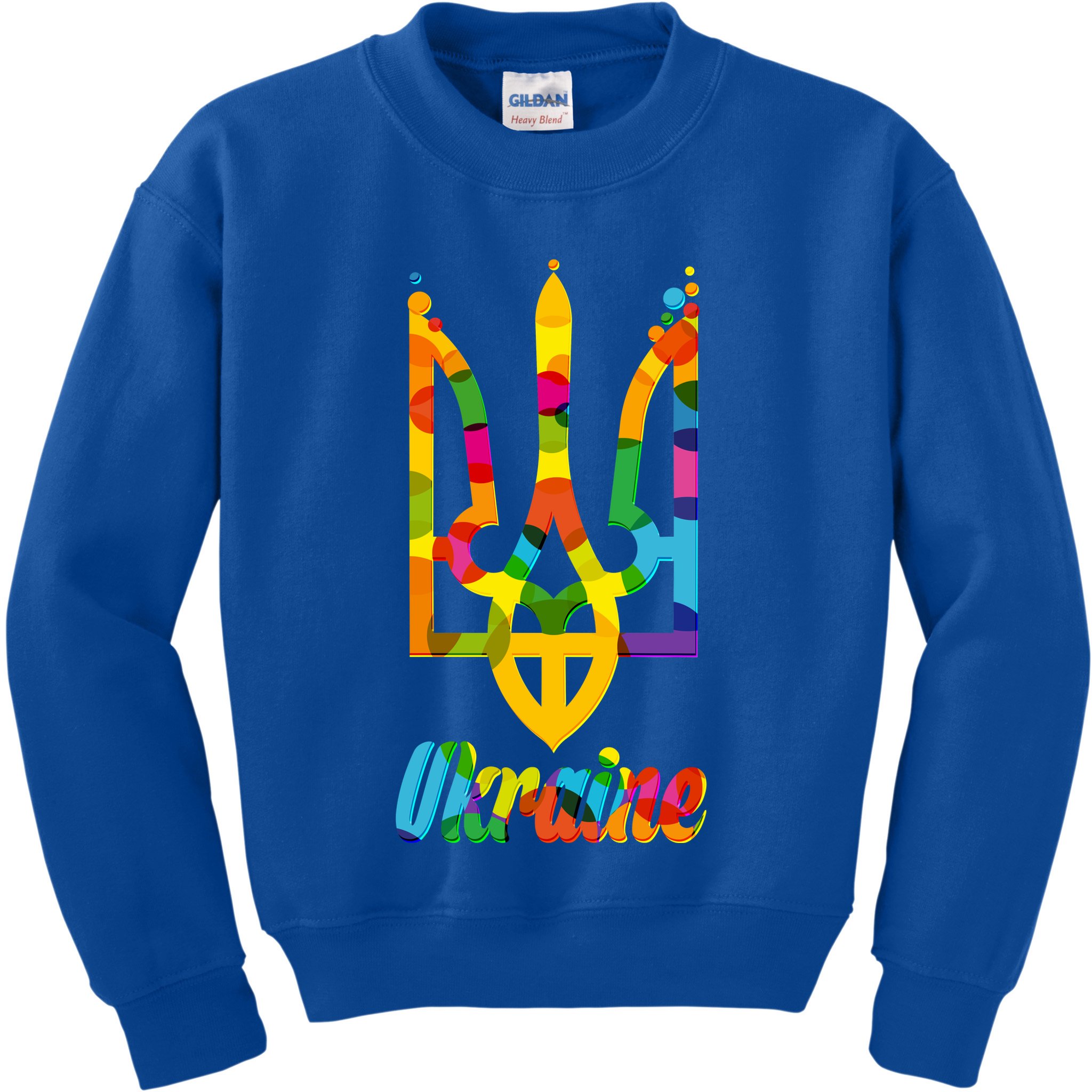 Stand With Ukraine Rainbow Dots Coat Of Arms Kids Sweatshirt