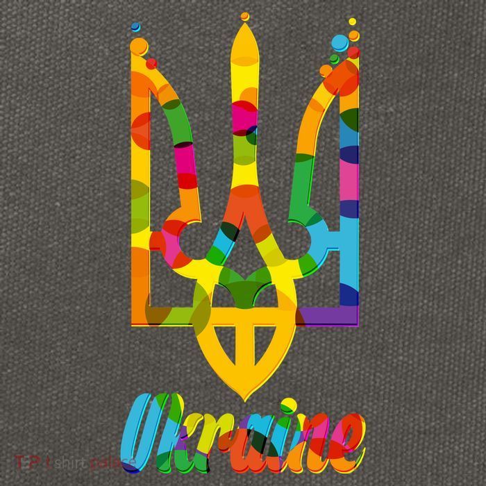 Stand With Ukraine Rainbow Dots Coat Of Arms Cotton Canvas Backpack