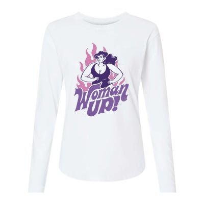 Strong Woman Up Flames Womens Cotton Relaxed Long Sleeve T-Shirt