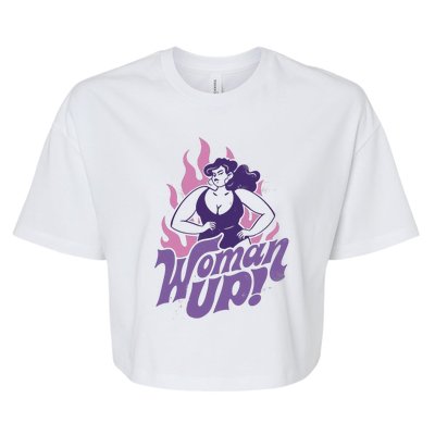 Strong Woman Up Flames Bella+Canvas Jersey Crop Tee