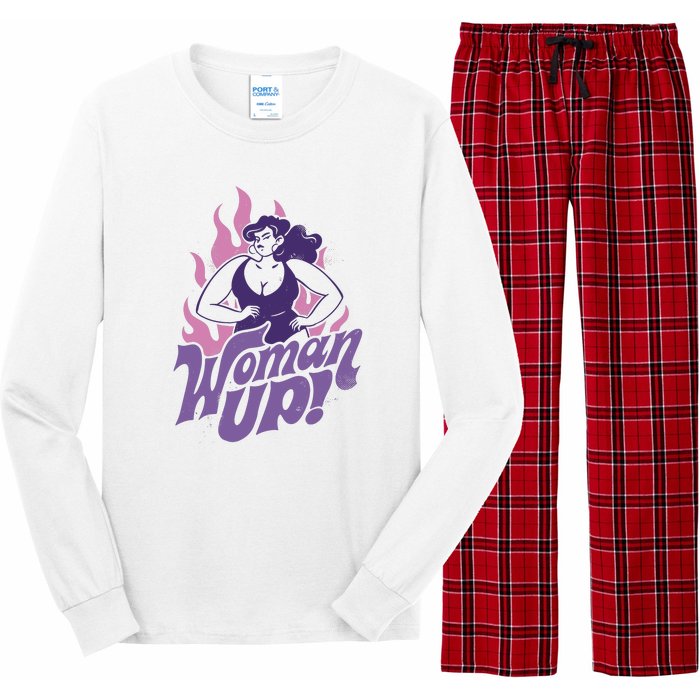 Strong Woman Up Flames Long Sleeve Pajama Set