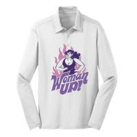 Strong Woman Up Flames Silk Touch Performance Long Sleeve Polo