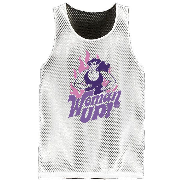 Strong Woman Up Flames Mesh Reversible Basketball Jersey Tank