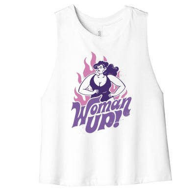 Strong Woman Up Flames Women's Racerback Cropped Tank