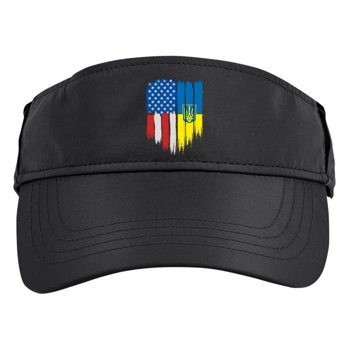 Stand With Ukraine Painted Distressed USA Ukrainian Flags Adult Drive Performance Visor