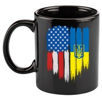 Stand With Ukraine Painted Distressed USA Ukrainian Flags 11oz C Handle Ceramic Mug