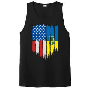 Stand With Ukraine Painted Distressed USA Ukrainian Flags PosiCharge Competitor Tank