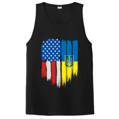 Stand With Ukraine Painted Distressed USA Ukrainian Flags PosiCharge Competitor Tank