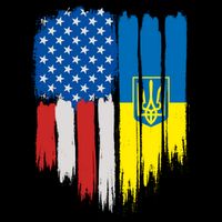 Stand With Ukraine Painted Distressed USA Ukrainian Flags Tie-Dye T-Shirt